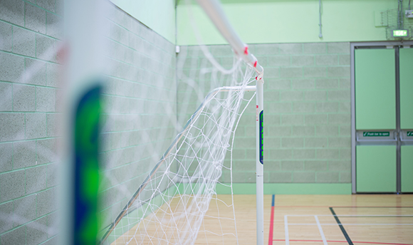 Close up of the tennis net in the sports hall